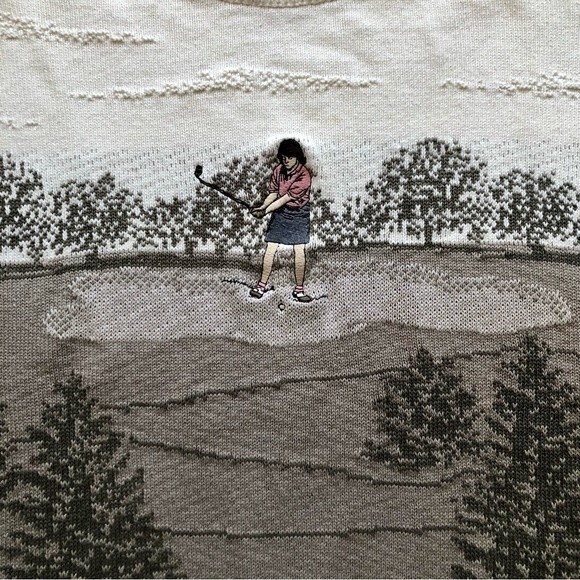 Vintage Northern Reflection Woman Golf Scene Embroidered Sweater Novelty - Picture 3 of 4